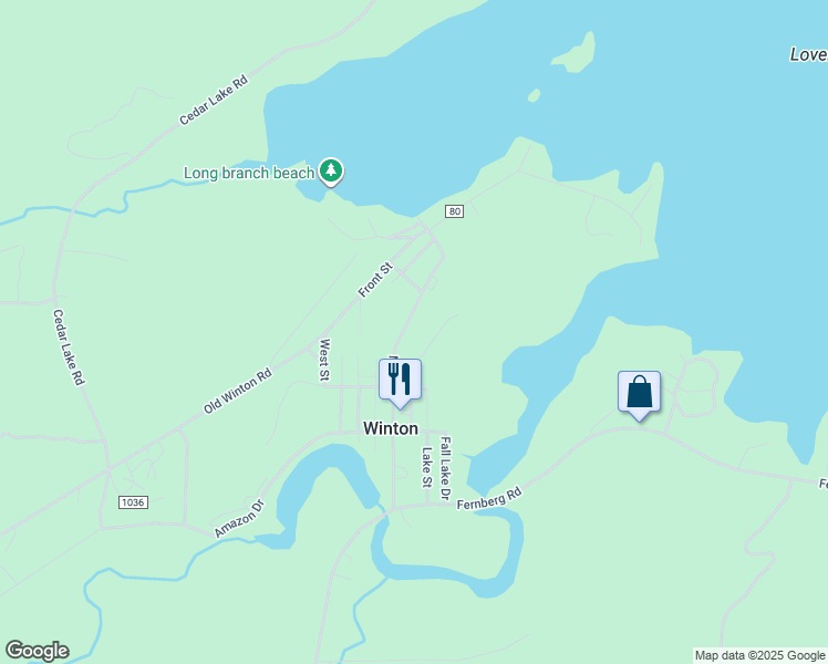 map of restaurants, bars, coffee shops, grocery stores, and more near in Winton