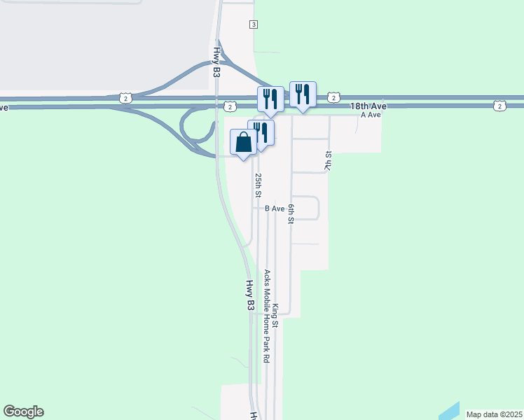 map of restaurants, bars, coffee shops, grocery stores, and more near 210 6th Street in Emerado