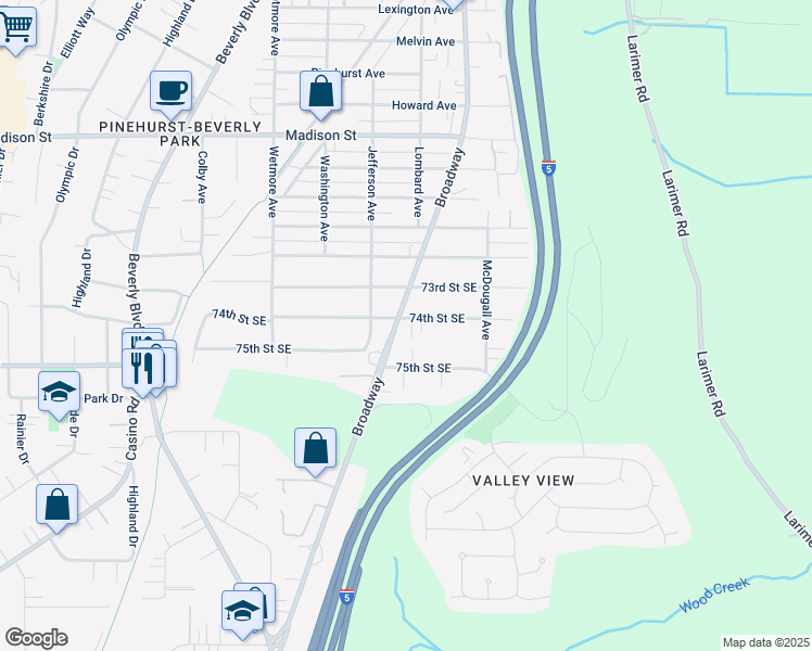 map of restaurants, bars, coffee shops, grocery stores, and more near in Everett
