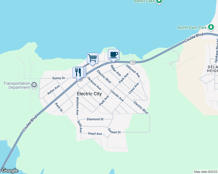 map of restaurants, bars, coffee shops, grocery stores, and more near 103 Park Avenue in Electric City