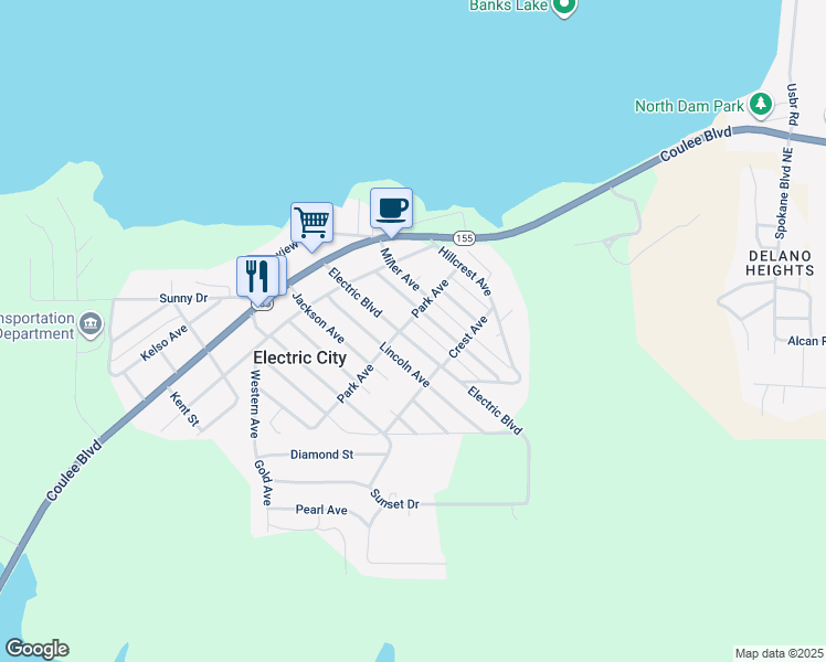 map of restaurants, bars, coffee shops, grocery stores, and more near 120 Electric Boulevard in Electric City