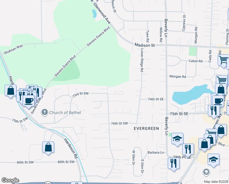 map of restaurants, bars, coffee shops, grocery stores, and more near 21 73rd Street Southwest in Everett