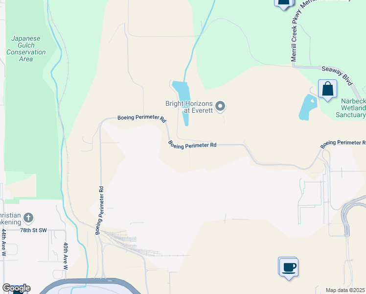 map of restaurants, bars, coffee shops, grocery stores, and more near Boeing Perimeter Road in Everett