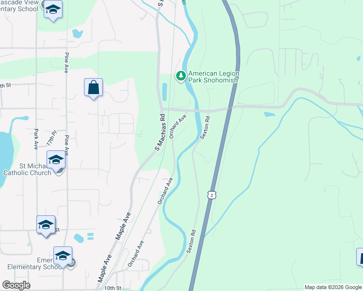 map of restaurants, bars, coffee shops, grocery stores, and more near 7009 Orchard Avenue in Snohomish