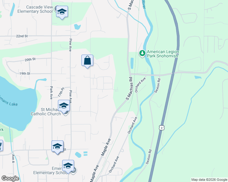 map of restaurants, bars, coffee shops, grocery stores, and more near 1621 Holly Vista Drive in Snohomish