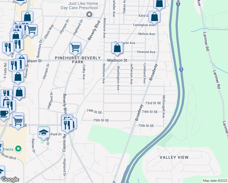 map of restaurants, bars, coffee shops, grocery stores, and more near 2000 Monroe Avenue in Everett
