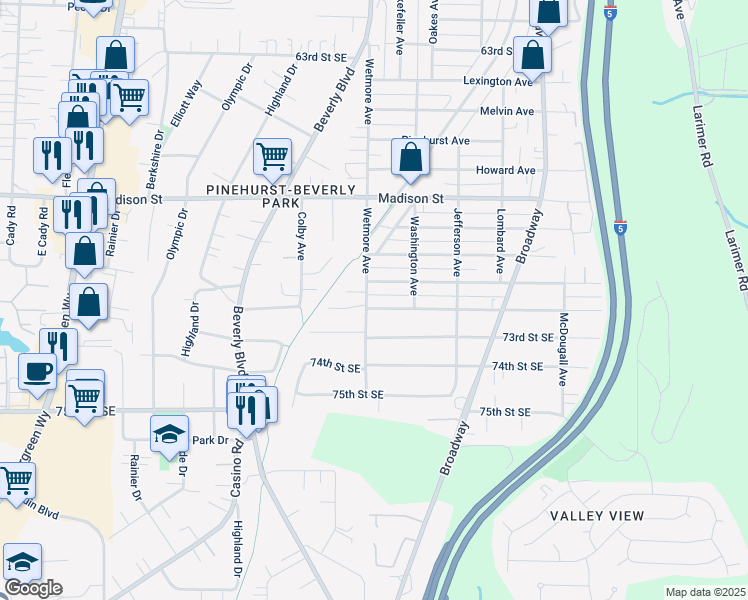 map of restaurants, bars, coffee shops, grocery stores, and more near 1909 Monroe Avenue in Everett