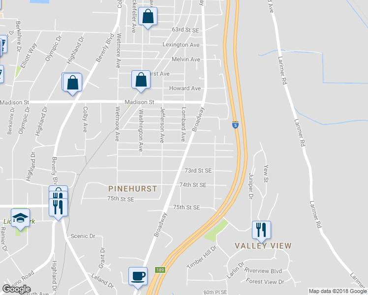 map of restaurants, bars, coffee shops, grocery stores, and more near 2234 Monroe Avenue in Everett
