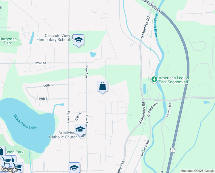 map of restaurants, bars, coffee shops, grocery stores, and more near 1913 Terrace Avenue in Snohomish