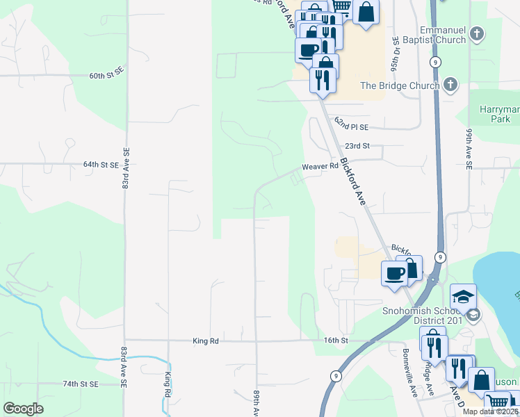 map of restaurants, bars, coffee shops, grocery stores, and more near 2017 Ludwig Road in Snohomish