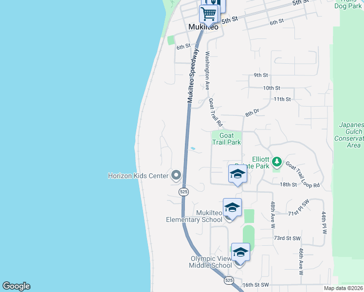 map of restaurants, bars, coffee shops, grocery stores, and more near 1495 Mukilteo Speedway in Mukilteo