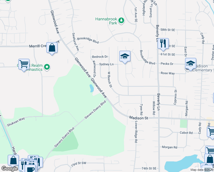 map of restaurants, bars, coffee shops, grocery stores, and more near 6328 West Beech Street in Everett