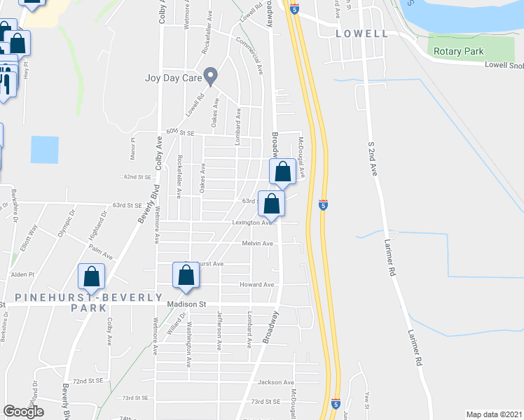 map of restaurants, bars, coffee shops, grocery stores, and more near 2328 Lexington Avenue in Everett