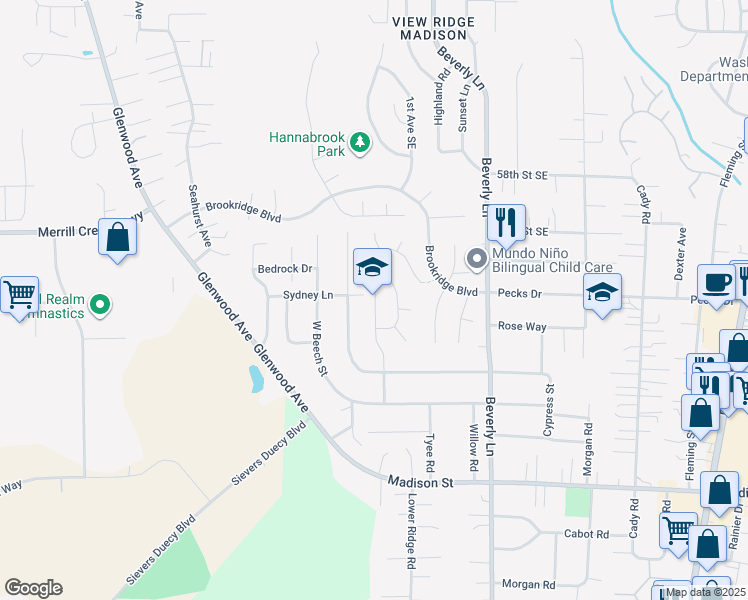 map of restaurants, bars, coffee shops, grocery stores, and more near in Everett