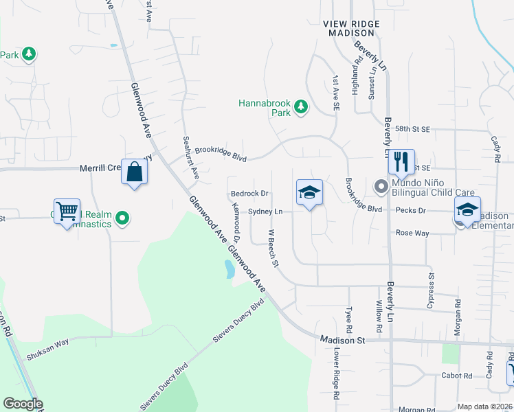 map of restaurants, bars, coffee shops, grocery stores, and more near 132 Sydney Lane in Everett