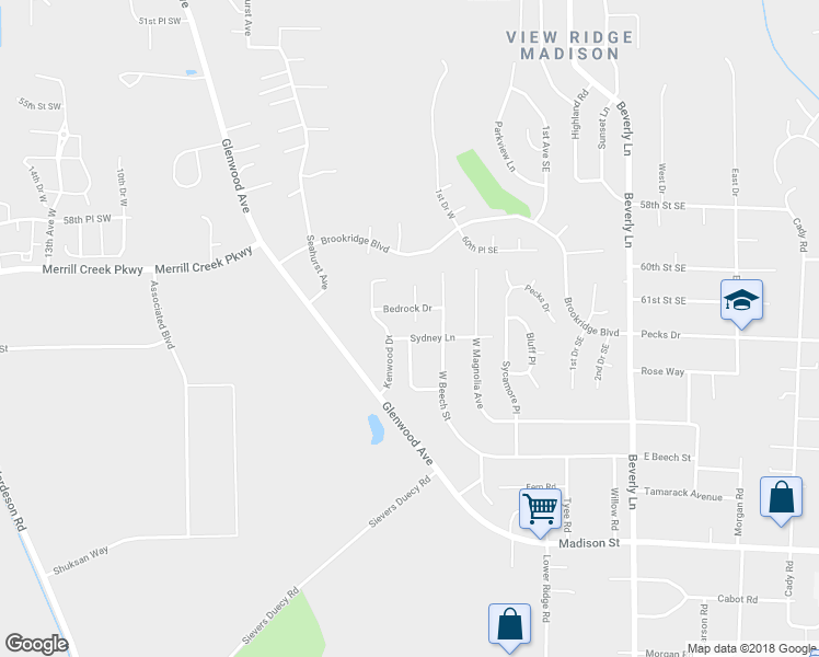 map of restaurants, bars, coffee shops, grocery stores, and more near 132 Sydney Lane in Everett