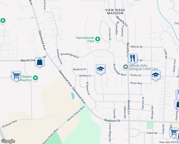 map of restaurants, bars, coffee shops, grocery stores, and more near 6110 West Magnolia Avenue in Everett