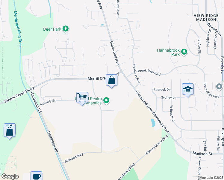 map of restaurants, bars, coffee shops, grocery stores, and more near 6101 Associated Boulevard in Everett