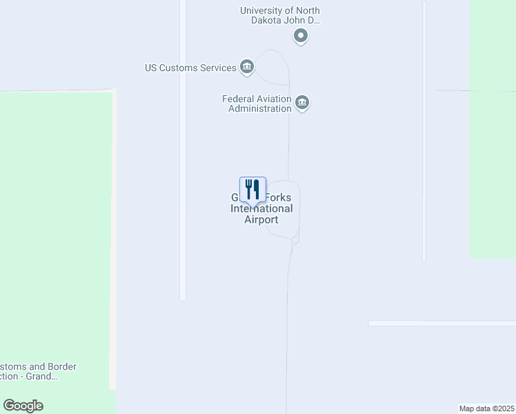 map of restaurants, bars, coffee shops, grocery stores, and more near 2301 Airport Drive in Grand Forks