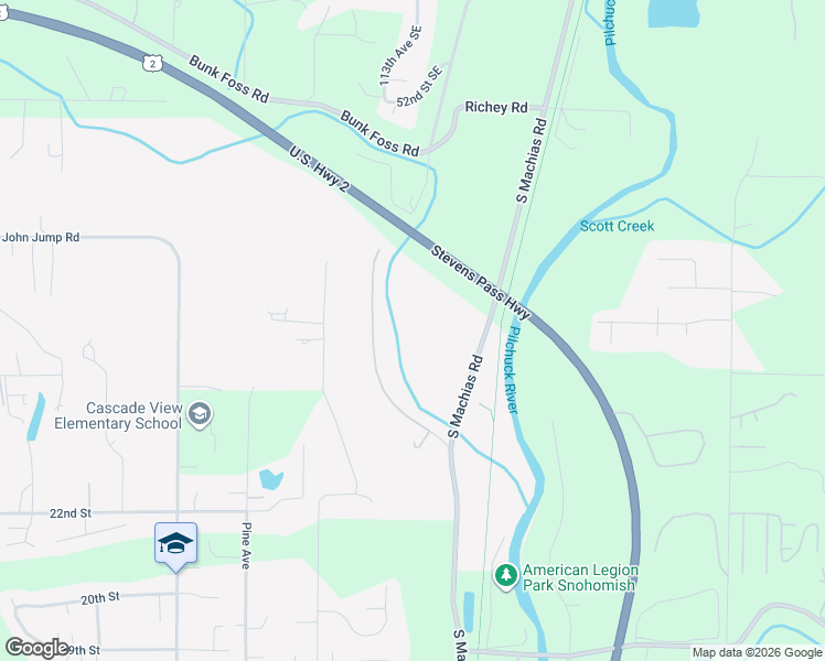 map of restaurants, bars, coffee shops, grocery stores, and more near 6012 South Machias Road in Snohomish
