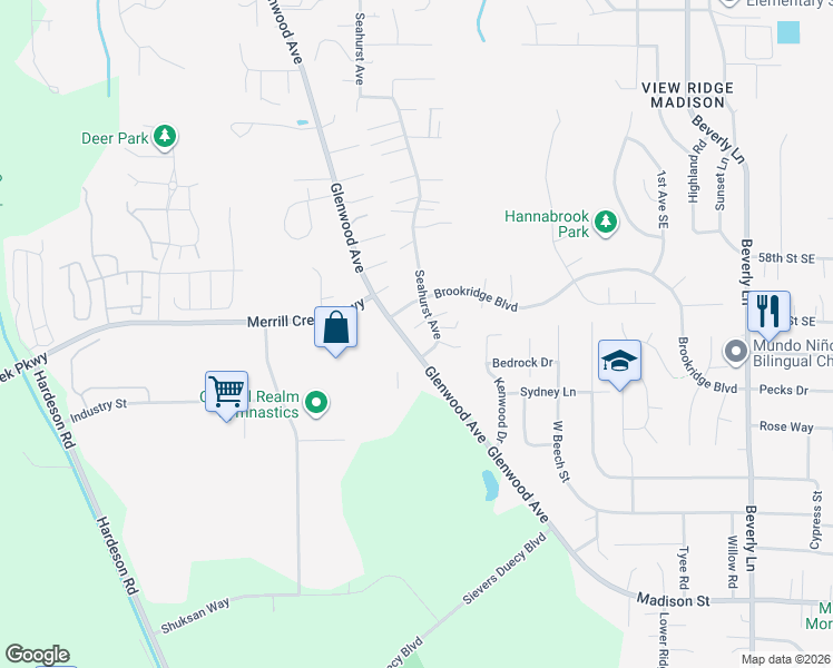 map of restaurants, bars, coffee shops, grocery stores, and more near 5930 Seahurst Avenue in Everett