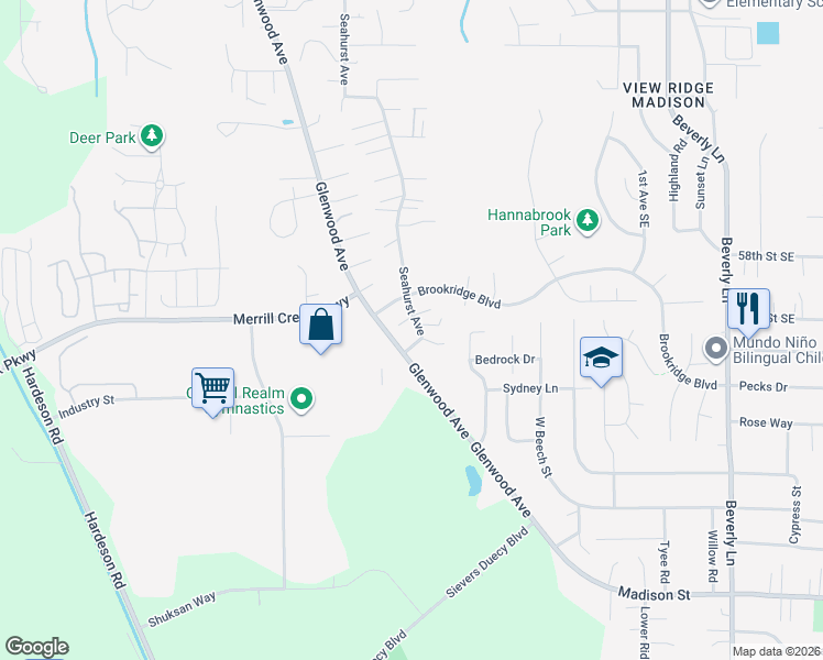 map of restaurants, bars, coffee shops, grocery stores, and more near 6026 Seahurst Avenue in Everett