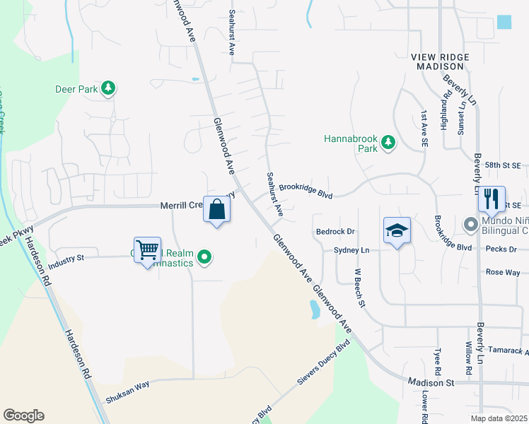 map of restaurants, bars, coffee shops, grocery stores, and more near 5928 Seahurst Avenue in Everett
