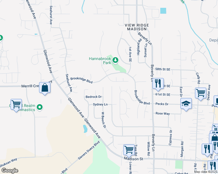 map of restaurants, bars, coffee shops, grocery stores, and more near 6110 West Magnolia Avenue in Everett