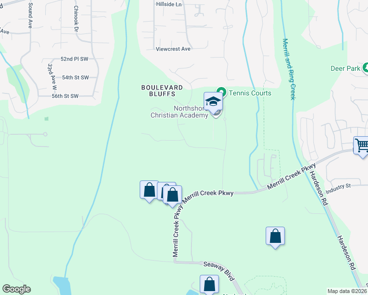 map of restaurants, bars, coffee shops, grocery stores, and more near 5901 25th Avenue West in Everett