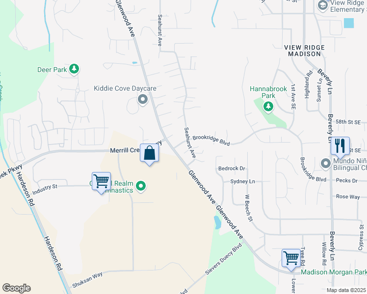 map of restaurants, bars, coffee shops, grocery stores, and more near 5910 Seahurst Avenue in Everett