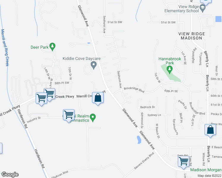 map of restaurants, bars, coffee shops, grocery stores, and more near 5913 Glenwood Avenue in Everett