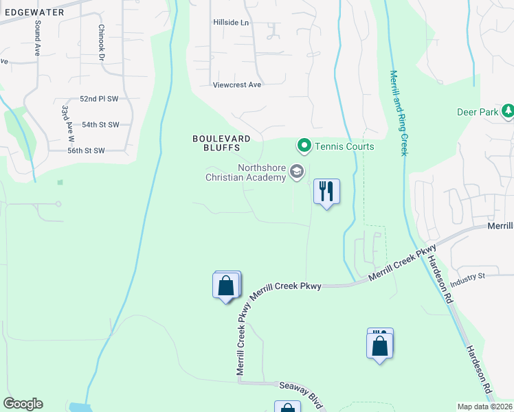 map of restaurants, bars, coffee shops, grocery stores, and more near 5901 25th Avenue West in Everett
