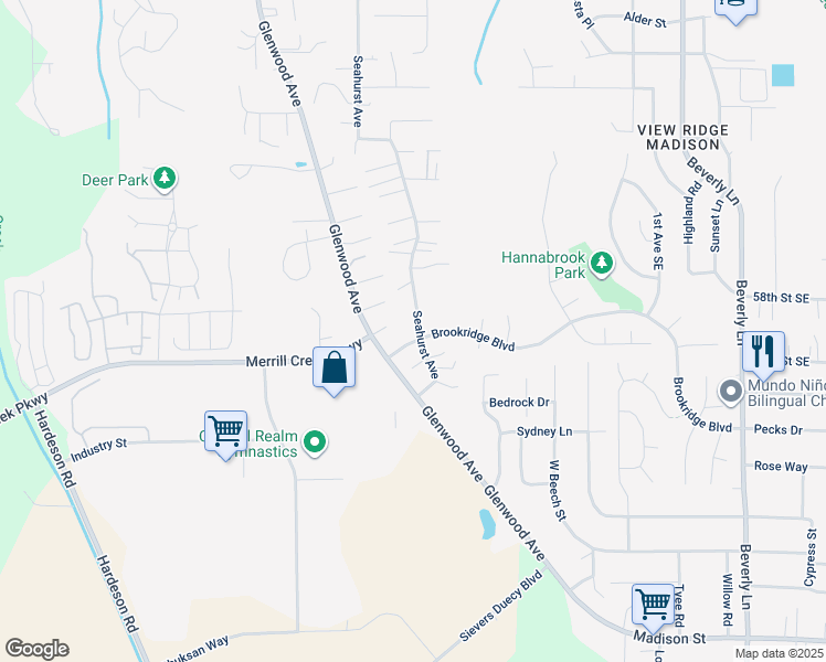 map of restaurants, bars, coffee shops, grocery stores, and more near 5910 Seahurst Avenue in Everett