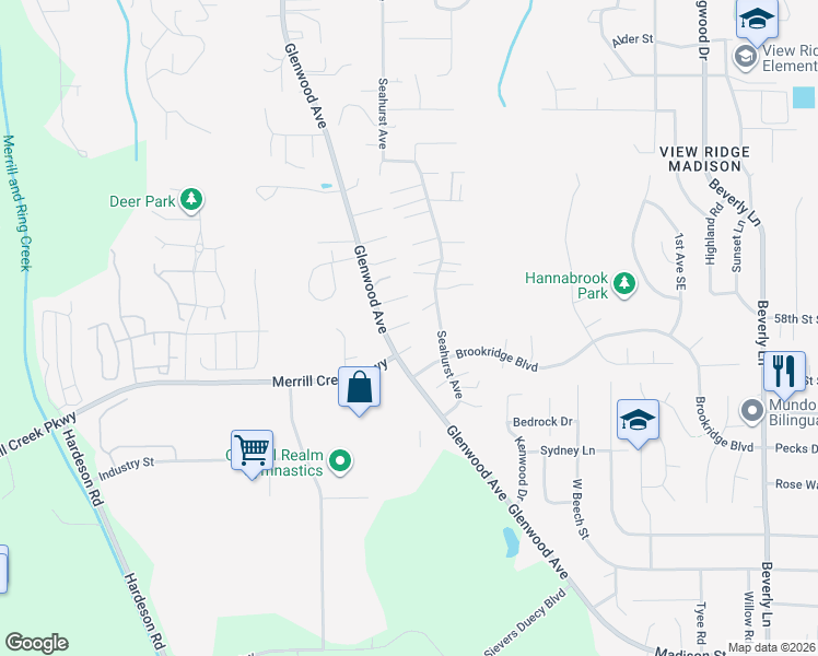 map of restaurants, bars, coffee shops, grocery stores, and more near 5913 Glenwood Avenue in Everett