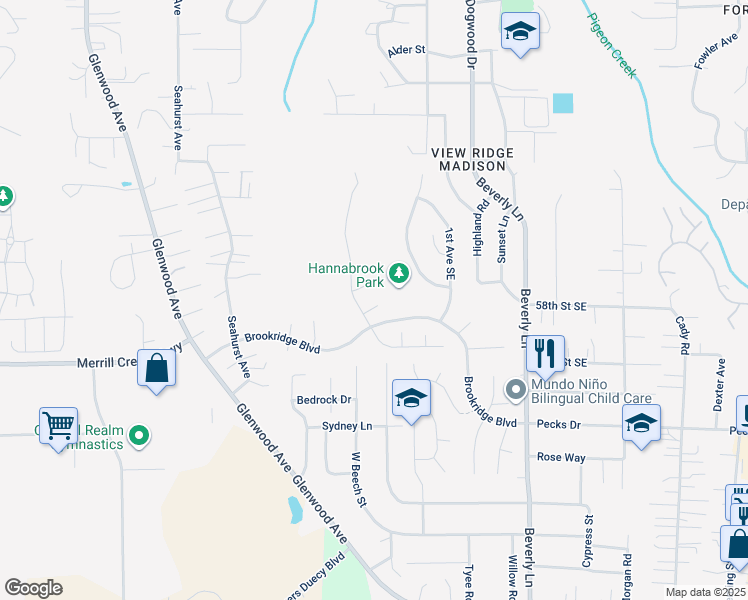 map of restaurants, bars, coffee shops, grocery stores, and more near 15 59th Place Southwest in Everett