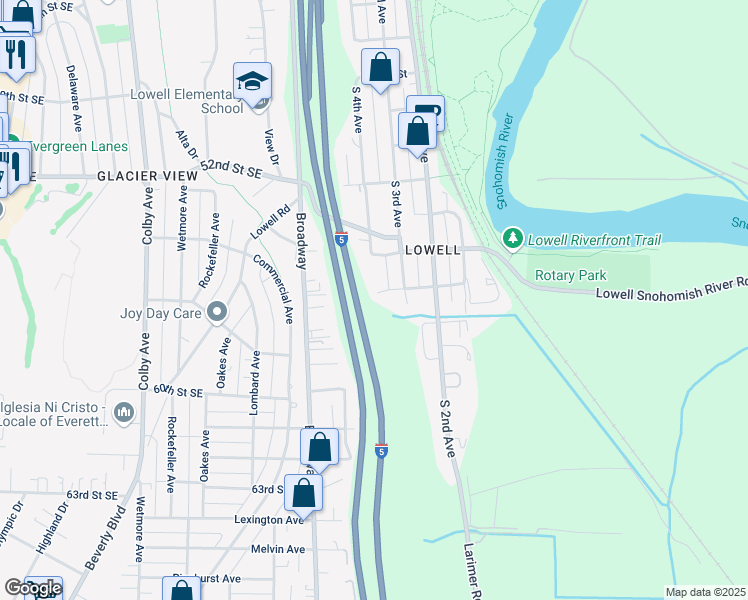 map of restaurants, bars, coffee shops, grocery stores, and more near 2008 Lincoln Street in Everett