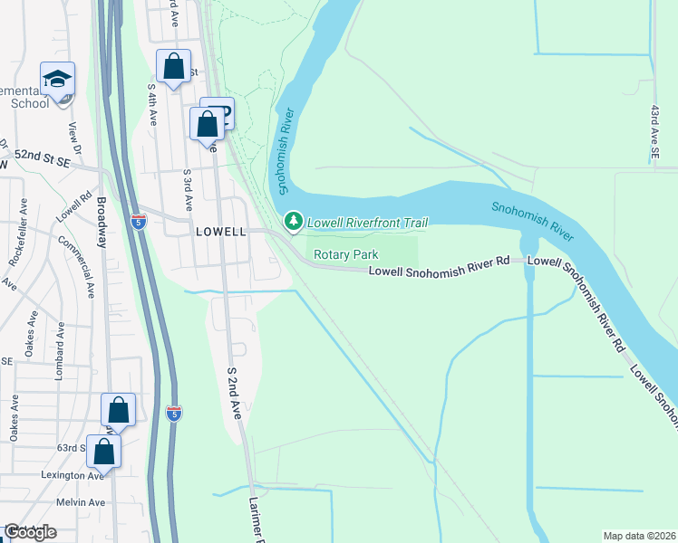 map of restaurants, bars, coffee shops, grocery stores, and more near 3400-3582 Lowell Snohomish River Rd in Everett