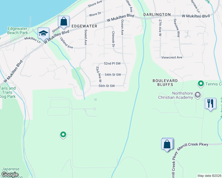 map of restaurants, bars, coffee shops, grocery stores, and more near 3220 56th Street Southwest in Everett