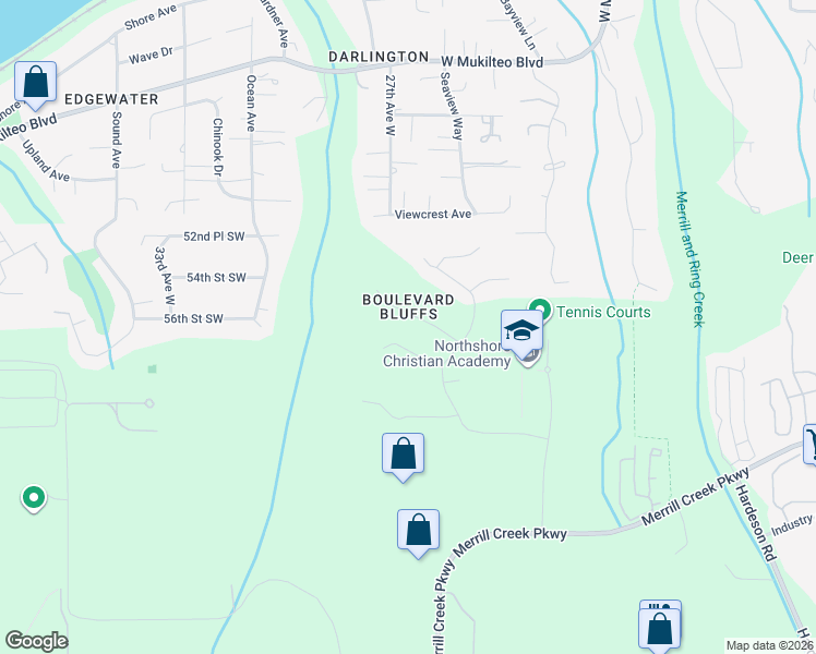 map of restaurants, bars, coffee shops, grocery stores, and more near 2612 58th Street Southwest in Everett