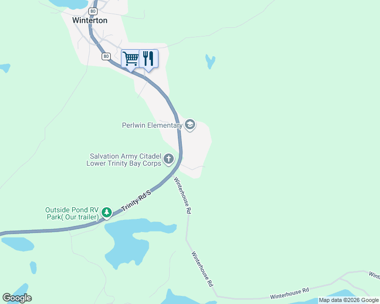 map of restaurants, bars, coffee shops, grocery stores, and more near 94 Main Street in Winterton