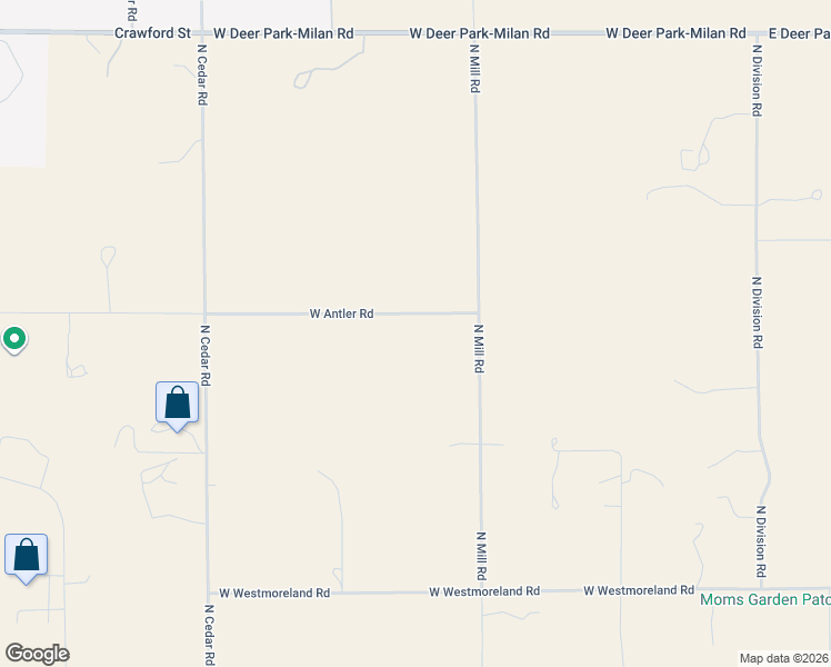 map of restaurants, bars, coffee shops, grocery stores, and more near 31723 North Mill Road in Deer Park