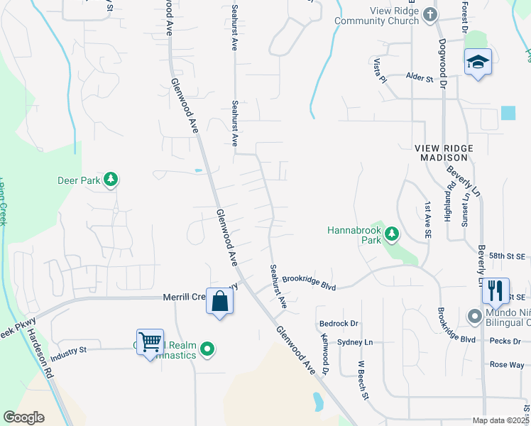 map of restaurants, bars, coffee shops, grocery stores, and more near 5525 Seahurst Avenue in Everett