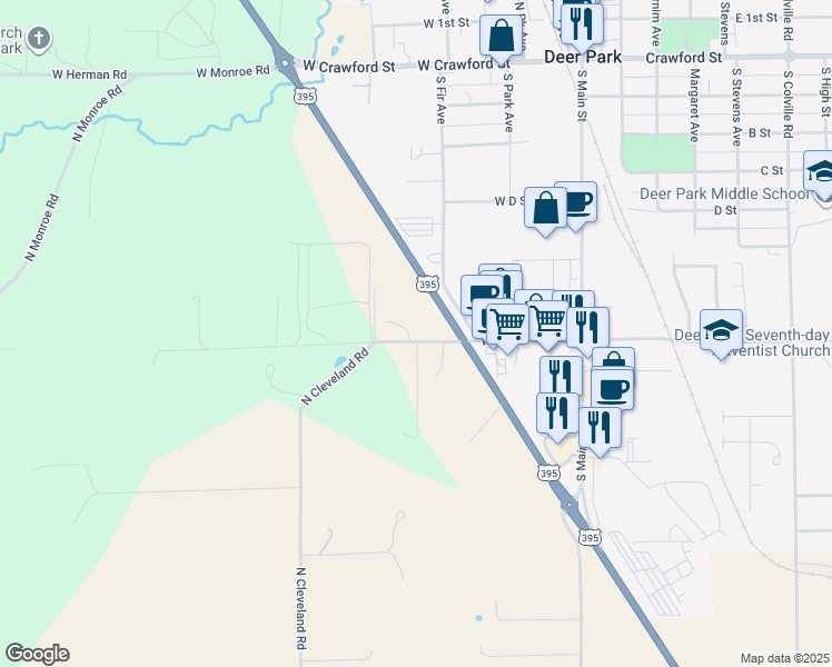 map of restaurants, bars, coffee shops, grocery stores, and more near 4910 West Cleveland Road in Deer Park