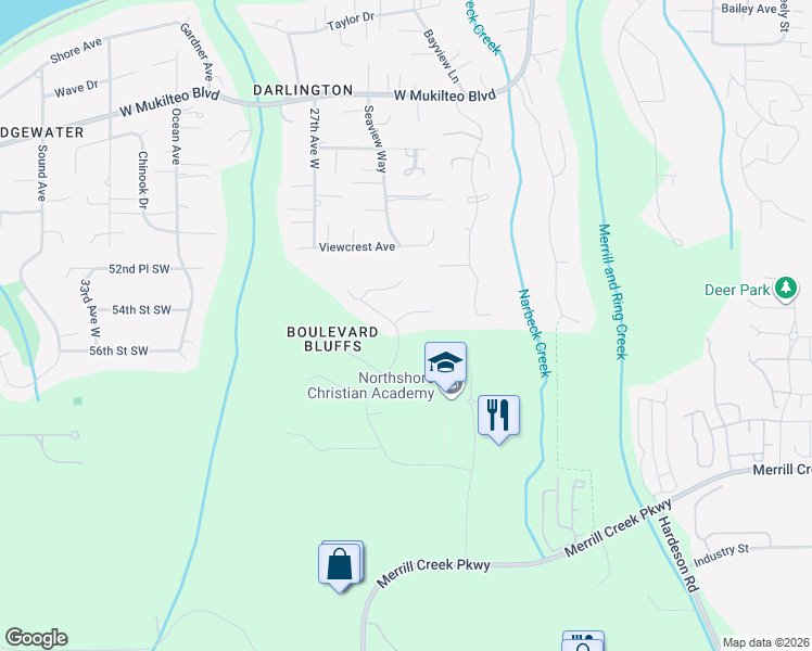 map of restaurants, bars, coffee shops, grocery stores, and more near 2432 56th Street Southwest in Everett