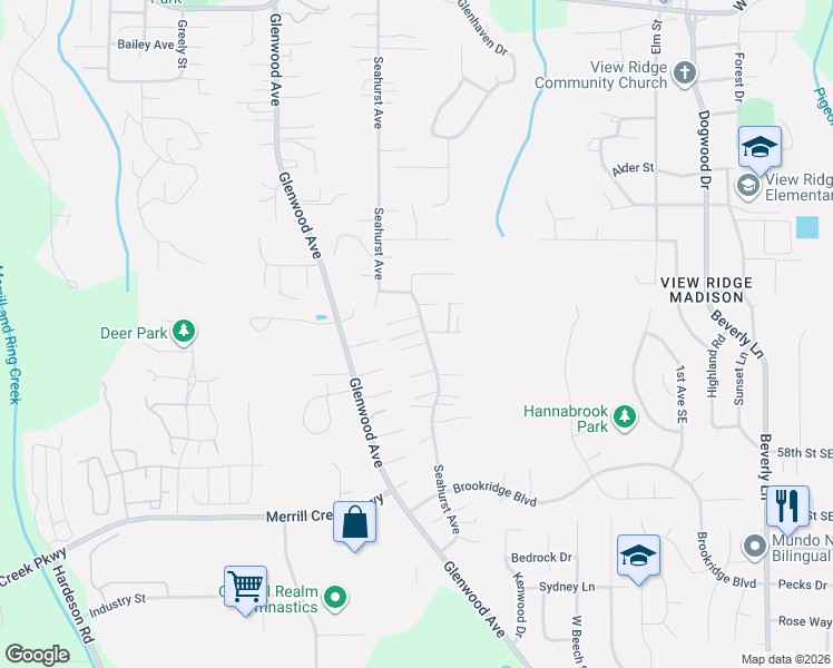 map of restaurants, bars, coffee shops, grocery stores, and more near 725 53rd Street Southwest in Everett