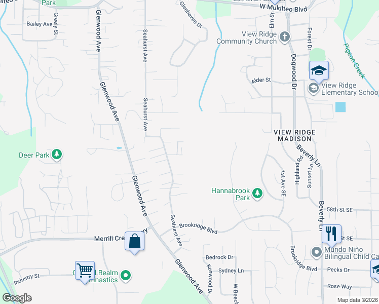 map of restaurants, bars, coffee shops, grocery stores, and more near 609 54th Street Southwest in Everett