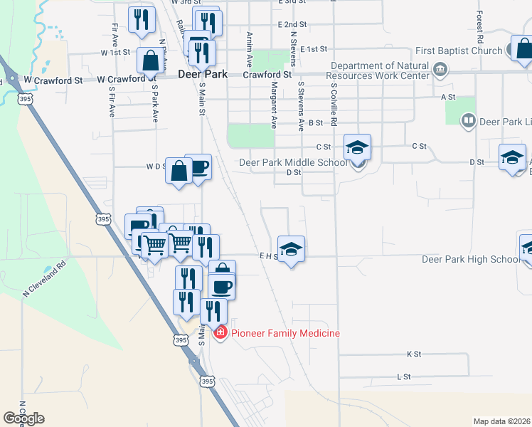 map of restaurants, bars, coffee shops, grocery stores, and more near 204 F Street in Deer Park