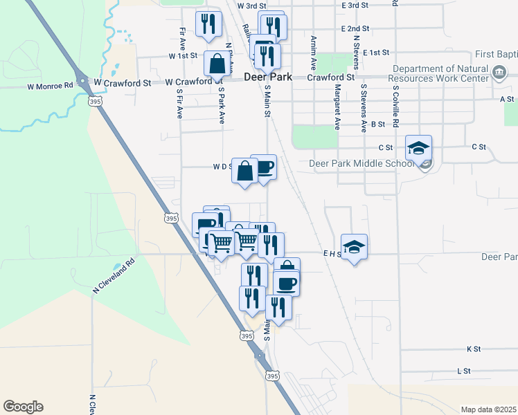 map of restaurants, bars, coffee shops, grocery stores, and more near 510 South Main Street in Deer Park