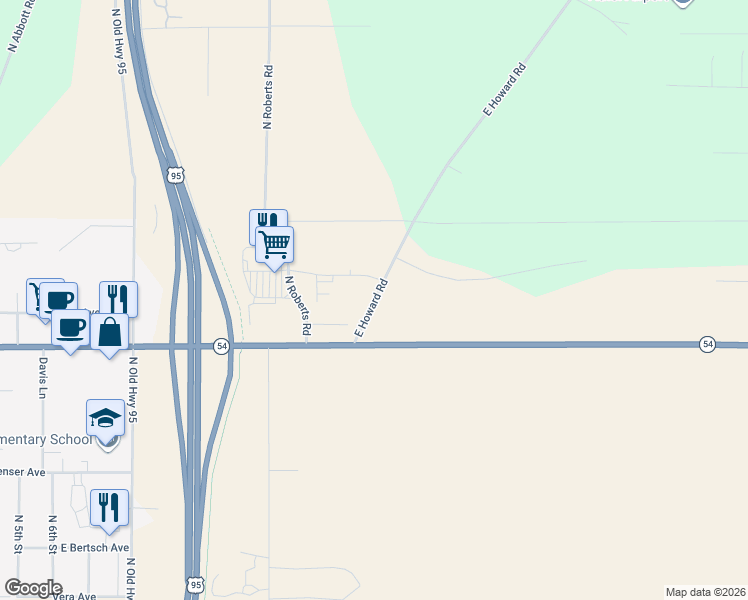map of restaurants, bars, coffee shops, grocery stores, and more near 7222 East Howard Road in Athol