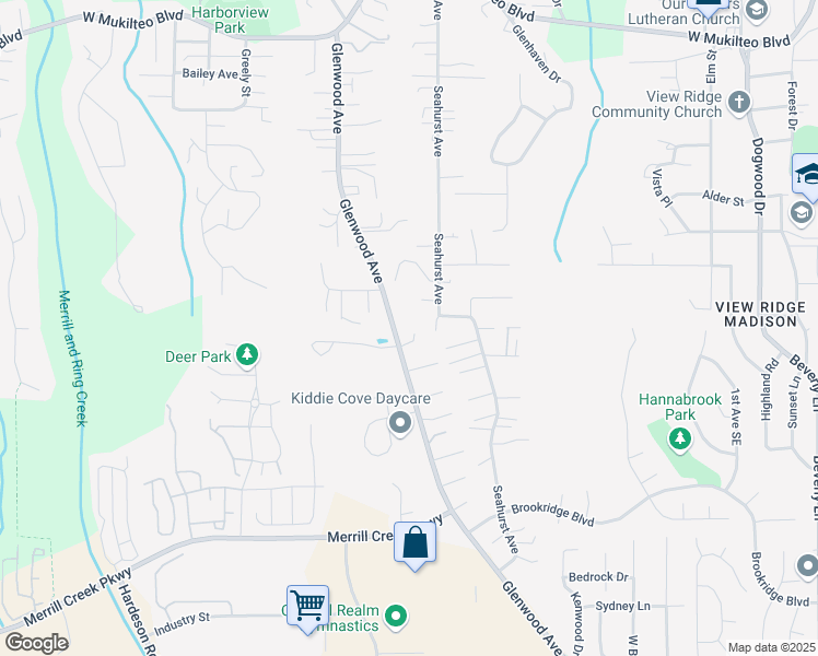 map of restaurants, bars, coffee shops, grocery stores, and more near 5213 Glenwood Avenue in Everett